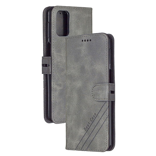 Leather Case Stands Flip Cover Holder H02X for Xiaomi Mi 10T Pro 5G Gray