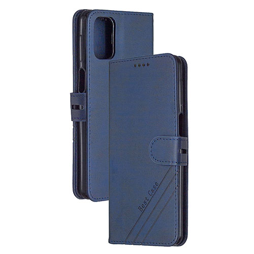 Leather Case Stands Flip Cover Holder H02X for Xiaomi Poco M3 Blue