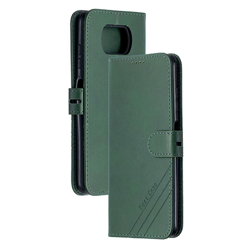 Leather Case Stands Flip Cover Holder H02X for Xiaomi Poco X3 NFC Green