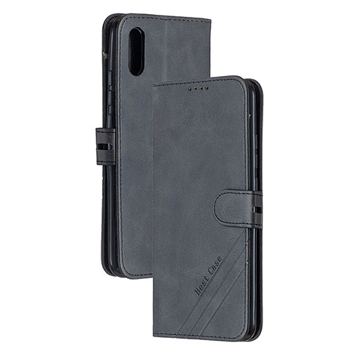 Leather Case Stands Flip Cover Holder H02X for Xiaomi Redmi 9AT Black