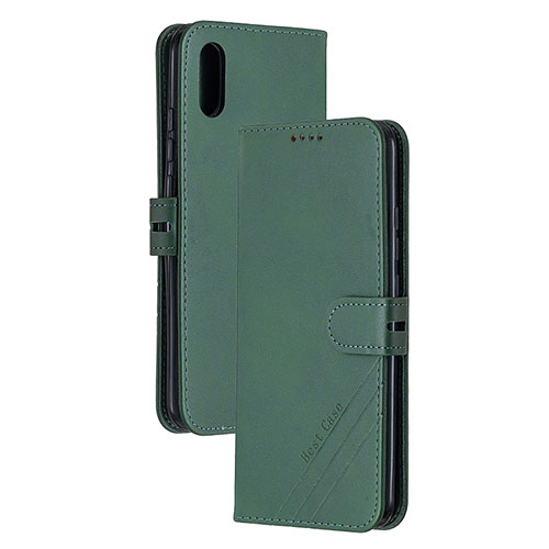 Leather Case Stands Flip Cover Holder H02X for Xiaomi Redmi 9AT Green