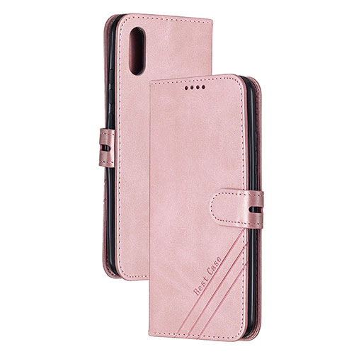 Leather Case Stands Flip Cover Holder H02X for Xiaomi Redmi 9AT Rose Gold
