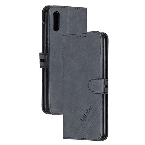 Leather Case Stands Flip Cover Holder H02X for Xiaomi Redmi 9i Black