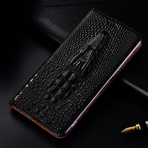 Leather Case Stands Flip Cover Holder H03P for Apple iPhone SE3 (2022) Black