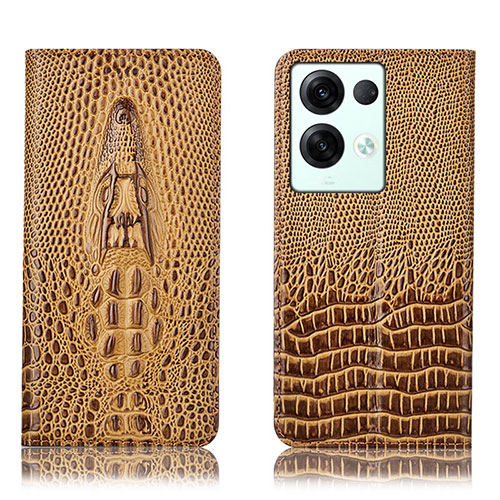 Leather Case Stands Flip Cover Holder H03P for Oppo Reno8 Pro 5G Brown