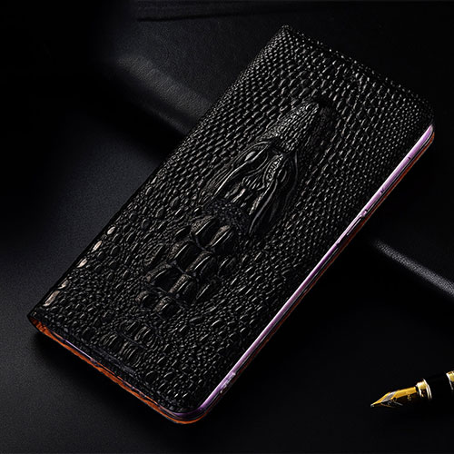 Leather Case Stands Flip Cover Holder H03P for Samsung Galaxy M30s Black