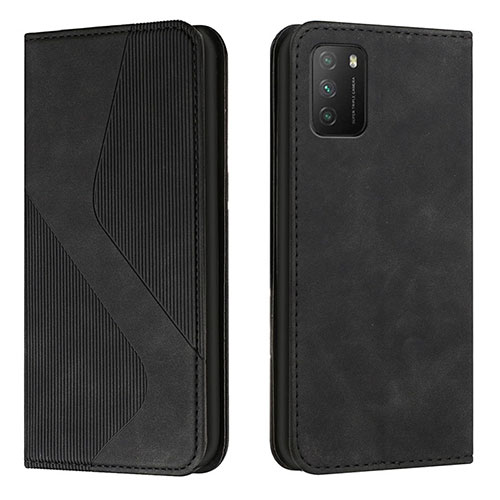 Leather Case Stands Flip Cover Holder H03X for Xiaomi Poco M3 Black