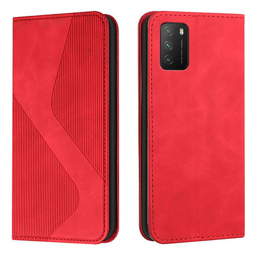 Leather Case Stands Flip Cover Holder H03X for Xiaomi Poco M3 Red