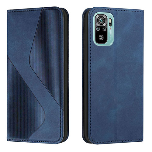 Leather Case Stands Flip Cover Holder H03X for Xiaomi Poco M5S Blue