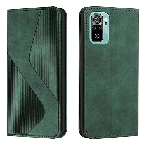 Leather Case Stands Flip Cover Holder H03X for Xiaomi Poco M5S Green