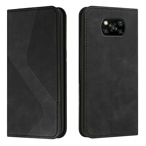 Leather Case Stands Flip Cover Holder H03X for Xiaomi Poco X3 Pro Black