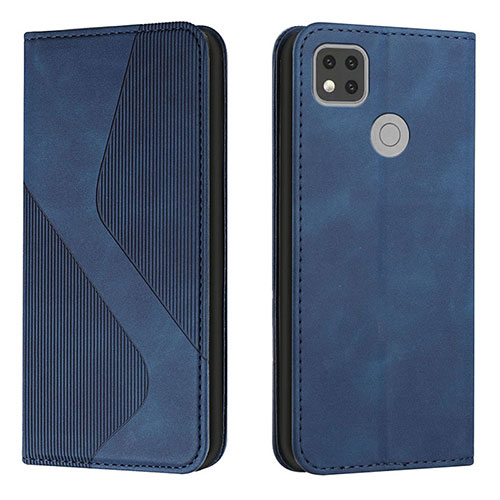 Leather Case Stands Flip Cover Holder H03X for Xiaomi Redmi 9 India Blue