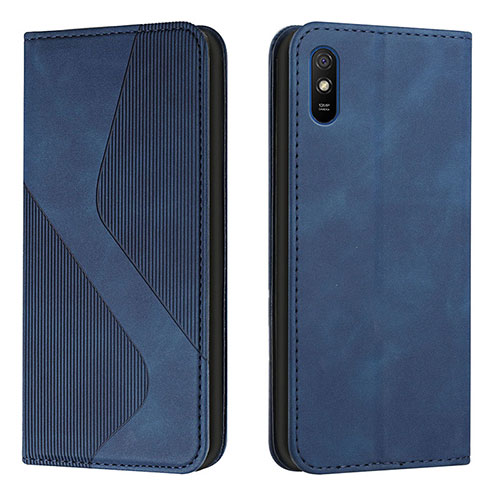 Leather Case Stands Flip Cover Holder H03X for Xiaomi Redmi 9AT Blue