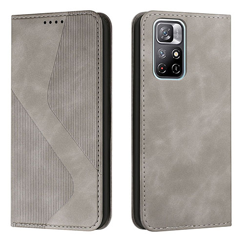 Leather Case Stands Flip Cover Holder H03X for Xiaomi Redmi Note 11S 5G Gray