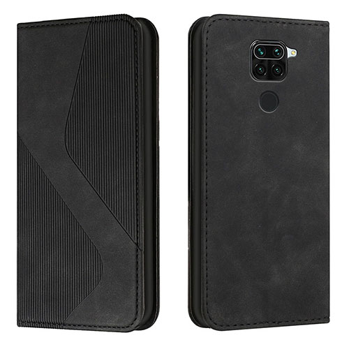 Leather Case Stands Flip Cover Holder H03X for Xiaomi Redmi Note 9 Black