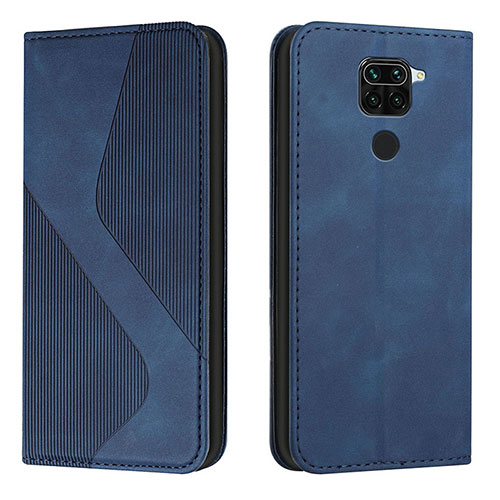 Leather Case Stands Flip Cover Holder H03X for Xiaomi Redmi Note 9 Blue