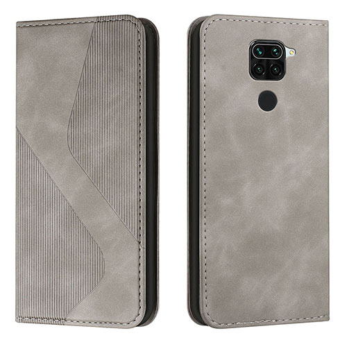 Leather Case Stands Flip Cover Holder H03X for Xiaomi Redmi Note 9 Gray