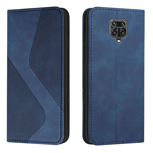 Leather Case Stands Flip Cover Holder H03X for Xiaomi Redmi Note 9 Pro Blue