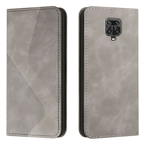 Leather Case Stands Flip Cover Holder H03X for Xiaomi Redmi Note 9 Pro Gray