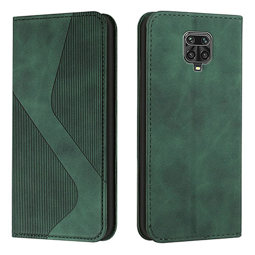Leather Case Stands Flip Cover Holder H03X for Xiaomi Redmi Note 9 Pro Green