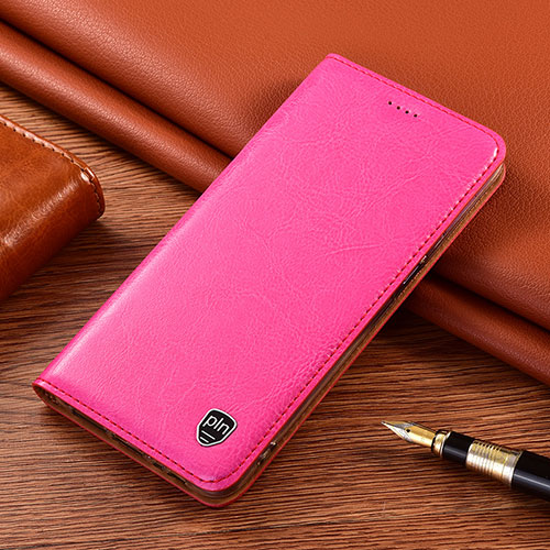 Leather Case Stands Flip Cover Holder H04P for Motorola Moto G10 Hot Pink
