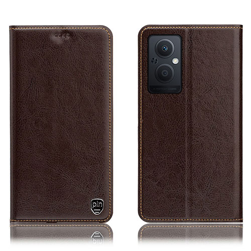 Leather Case Stands Flip Cover Holder H04P for OnePlus Nord N20 5G Brown