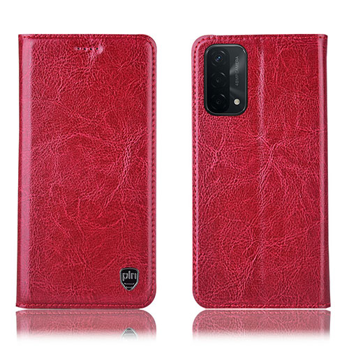 Leather Case Stands Flip Cover Holder H04P for OnePlus Nord N200 5G Red