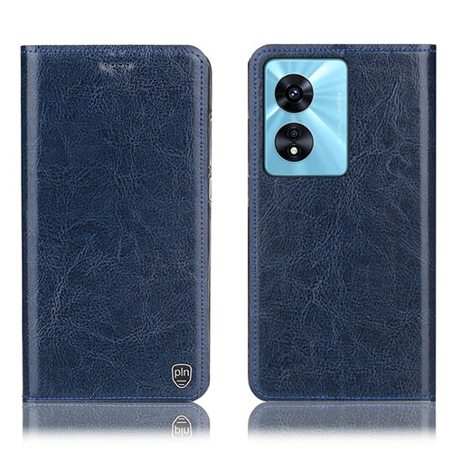 Leather Case Stands Flip Cover Holder H04P for Oppo A58x 5G Blue