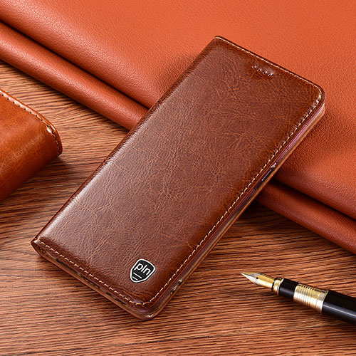 Leather Case Stands Flip Cover Holder H04P for Samsung Galaxy A30 Brown