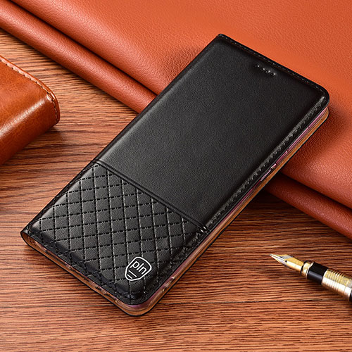 Leather Case Stands Flip Cover Holder H04P for Samsung Galaxy S21 5G Black