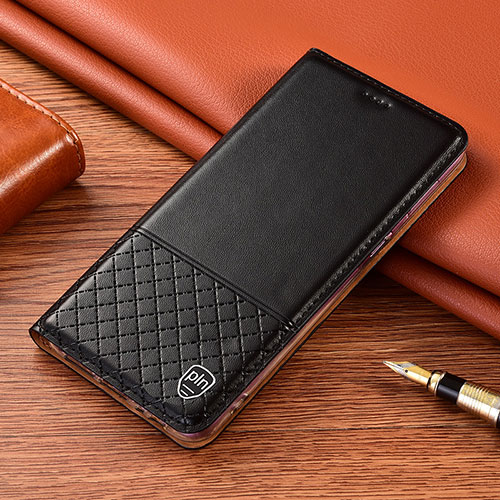 Leather Case Stands Flip Cover Holder H04P for Samsung Galaxy S23 Plus 5G Black