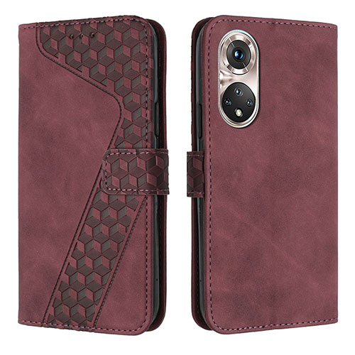 Leather Case Stands Flip Cover Holder H04X for Huawei P50 Pro Red