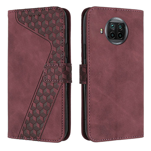 Leather Case Stands Flip Cover Holder H04X for Xiaomi Mi 10T Lite 5G Red Wine