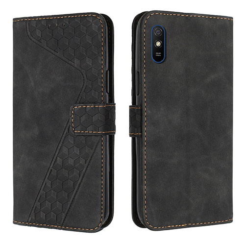Leather Case Stands Flip Cover Holder H04X for Xiaomi Redmi 9AT Black