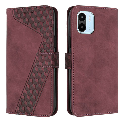 Leather Case Stands Flip Cover Holder H04X for Xiaomi Redmi A1 Red Wine