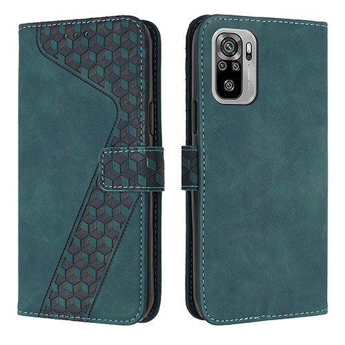 Leather Case Stands Flip Cover Holder H04X for Xiaomi Redmi Note 10S 4G Green