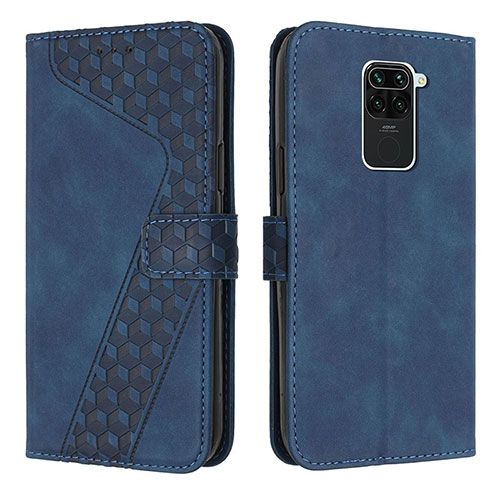 Leather Case Stands Flip Cover Holder H04X for Xiaomi Redmi Note 9 Blue