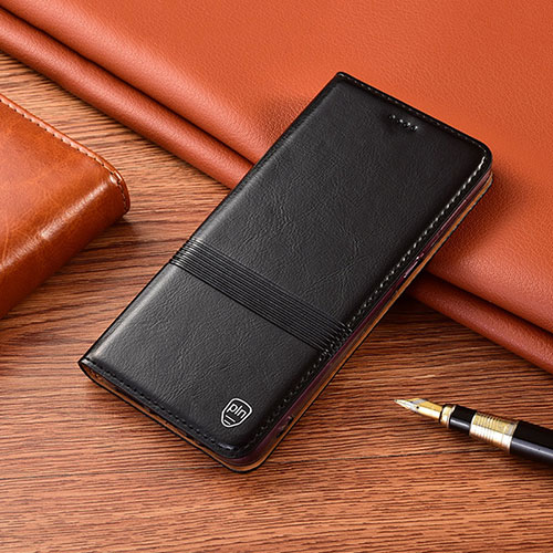 Leather Case Stands Flip Cover Holder H05P for Motorola Moto G10 Black