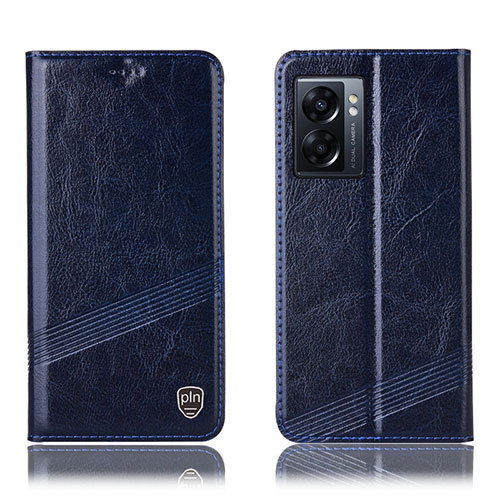 Leather Case Stands Flip Cover Holder H05P for Realme V23 5G Blue