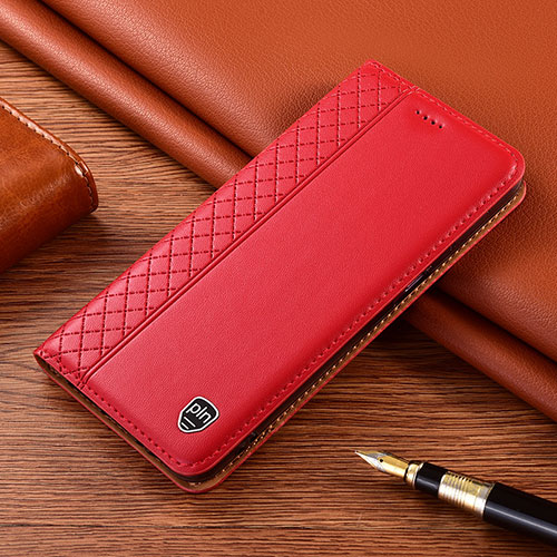 Leather Case Stands Flip Cover Holder H05P for Samsung Galaxy S22 5G Red