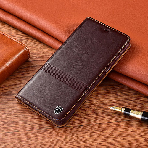 Leather Case Stands Flip Cover Holder H05P for Xiaomi Mi 11X Pro 5G Brown