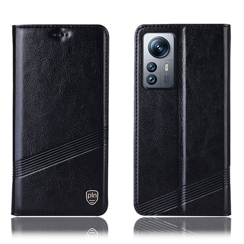 Leather Case Stands Flip Cover Holder H05P for Xiaomi Mi 12 Pro 5G Black