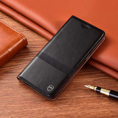 Leather Case Stands Flip Cover Holder H05P for Xiaomi Redmi Note 9 Pro Black