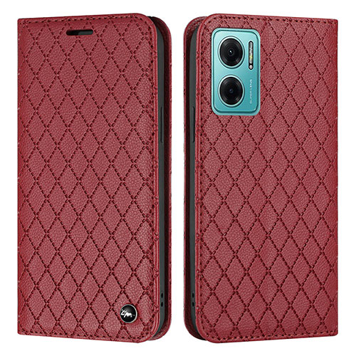 Leather Case Stands Flip Cover Holder H05X for Xiaomi Redmi 10 Prime Plus 5G Red