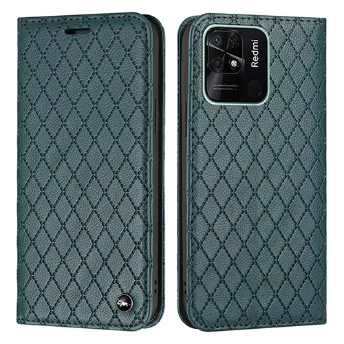 Leather Case Stands Flip Cover Holder H05X for Xiaomi Redmi 10C 4G Green