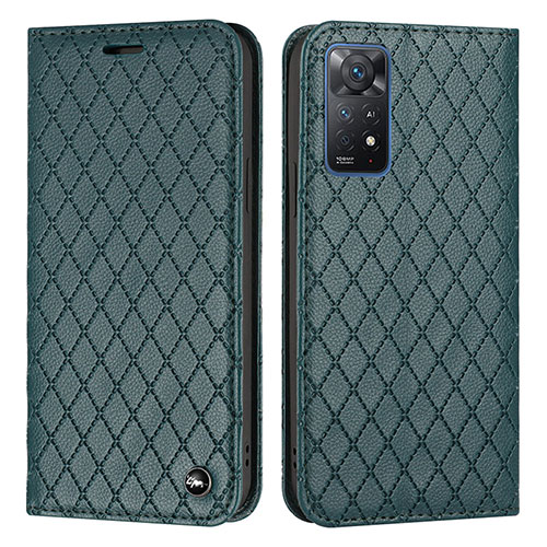 Leather Case Stands Flip Cover Holder H05X for Xiaomi Redmi Note 11 Pro 4G Green