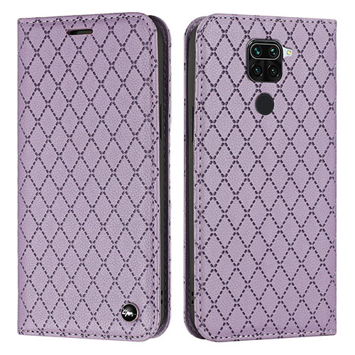 Leather Case Stands Flip Cover Holder H05X for Xiaomi Redmi Note 9 Purple