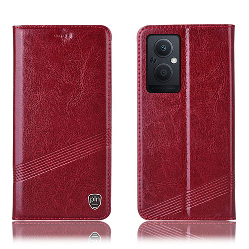 Leather Case Stands Flip Cover Holder H06P for OnePlus Nord N20 5G Red
