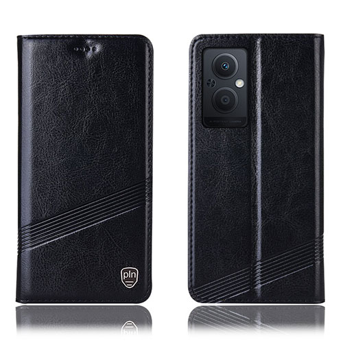 Leather Case Stands Flip Cover Holder H06P for Oppo Reno8 Lite 5G Black