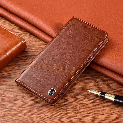 Leather Case Stands Flip Cover Holder H06P for Samsung Galaxy Note 20 Ultra 5G Light Brown